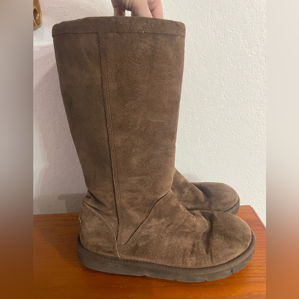 UGG Dark Brown Suede Boots Zip-up